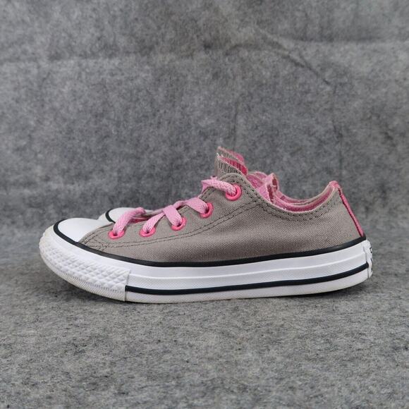 Converse Shoes Kids 1 Sneakers Double Tongue Chuck Taylor All Star Pink Gray Low - Picture 5 of 14